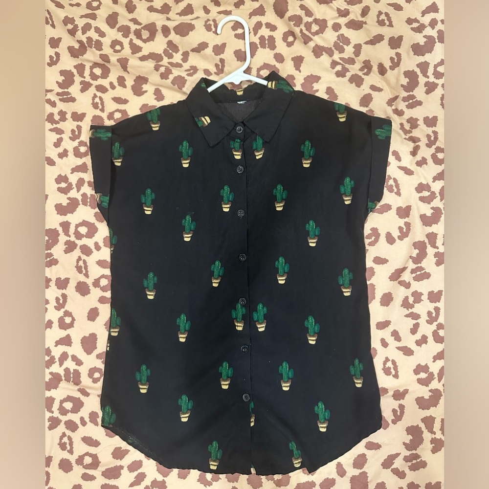 Cactus Cap Sleeve Button Up - image 7